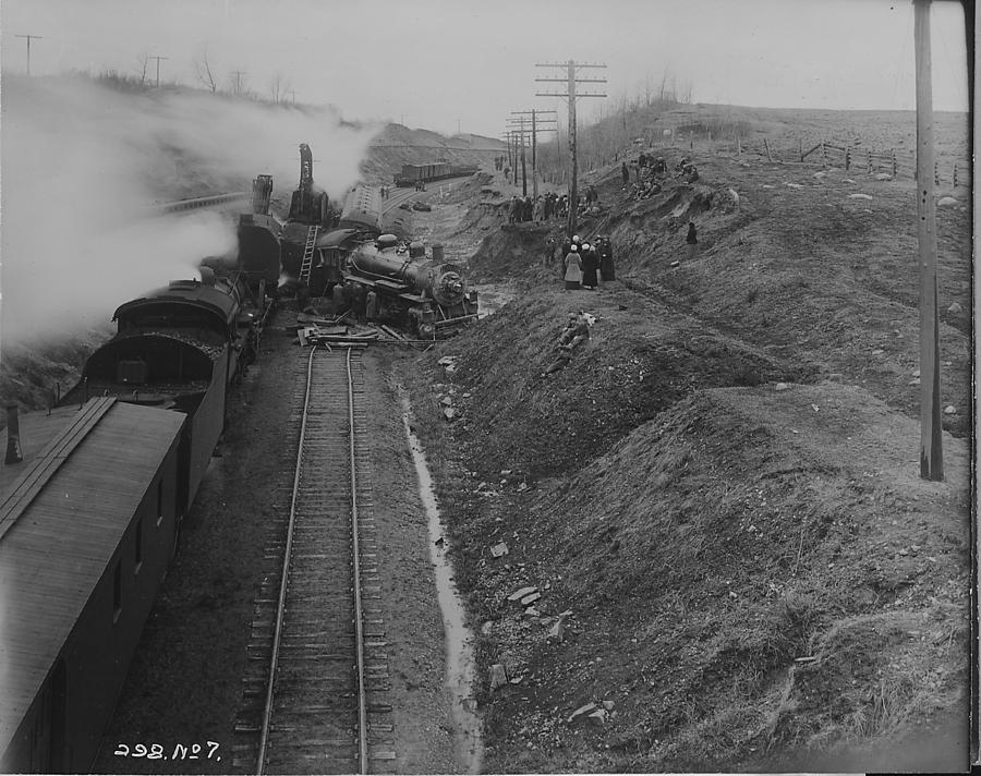 Train Wreck Throws Engine Off Rail  Photograph by Chicago and North Western Historical Society