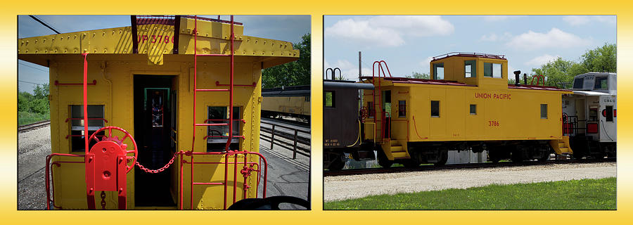 Trains Caboose 3786 Union Pacific Two Panel Photograph by Thomas Woolworth