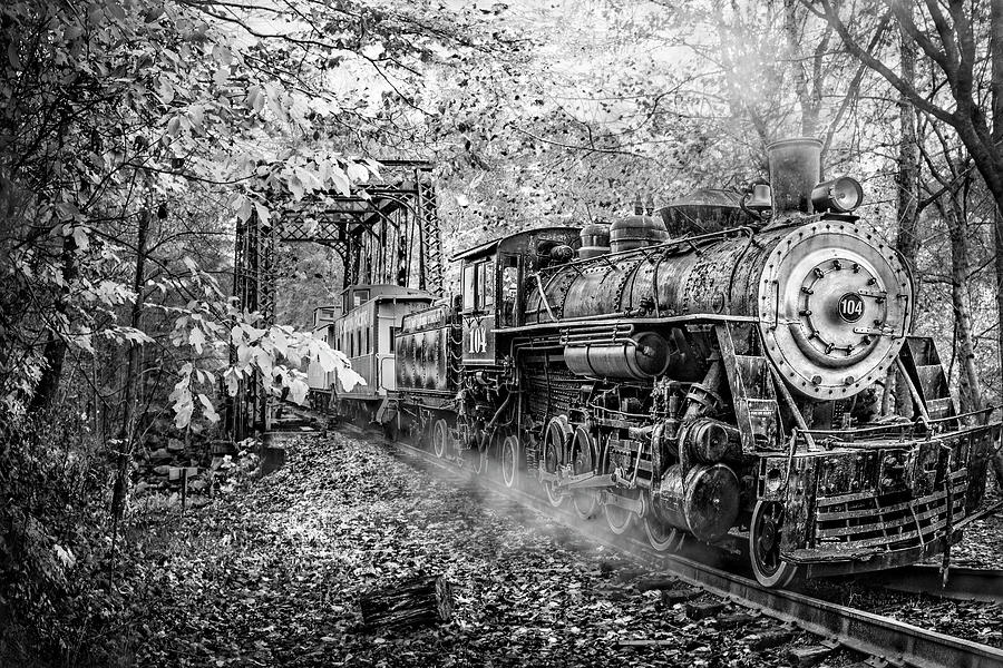 Trains Coming Black and White Photograph by Debra and Dave Vanderlaan