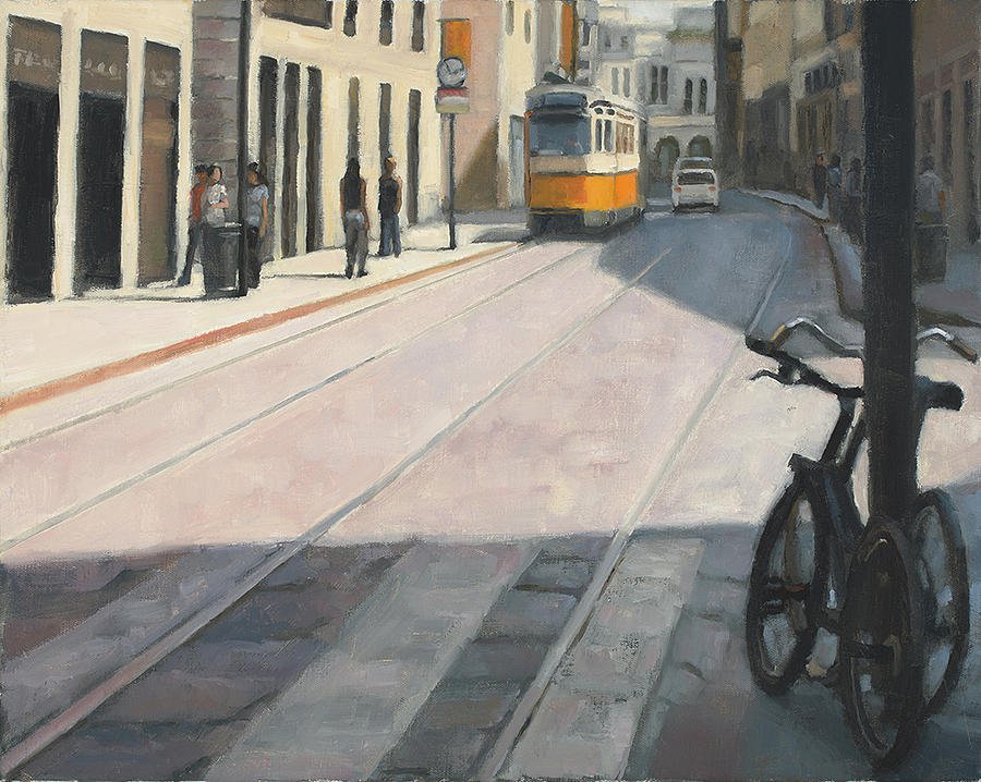 Transportation Painting - Trains on time by Tate Hamilton
