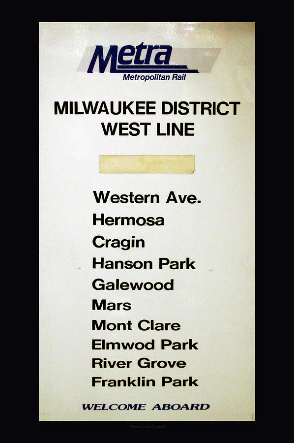 Trains Vintage Signage Metra Milwaukee West Line Vertical Photograph by