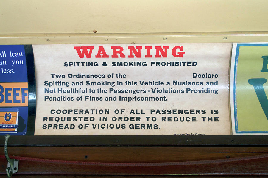Trains Vintage Train Car Ad No Smoking Spitting Mixed Media by Thomas Woolworth