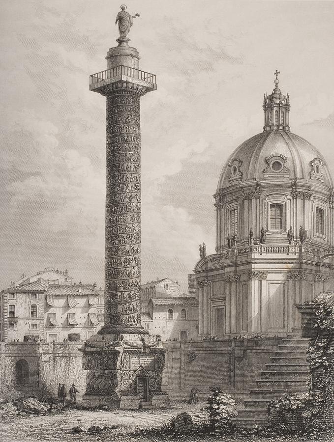 Trajan S Column Rome Italy From Drawing by Vintage Design Pics | Fine ...