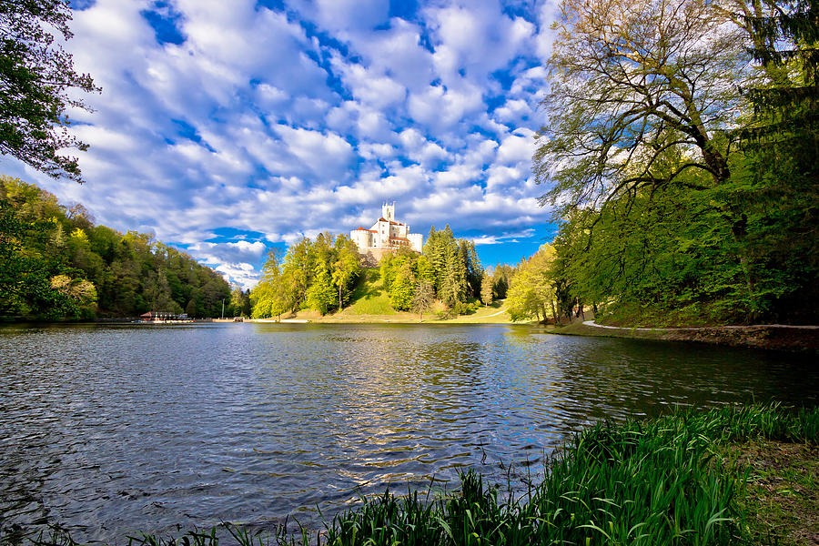 Trakoscan lake and castle on the hill Photograph by Brch Photography