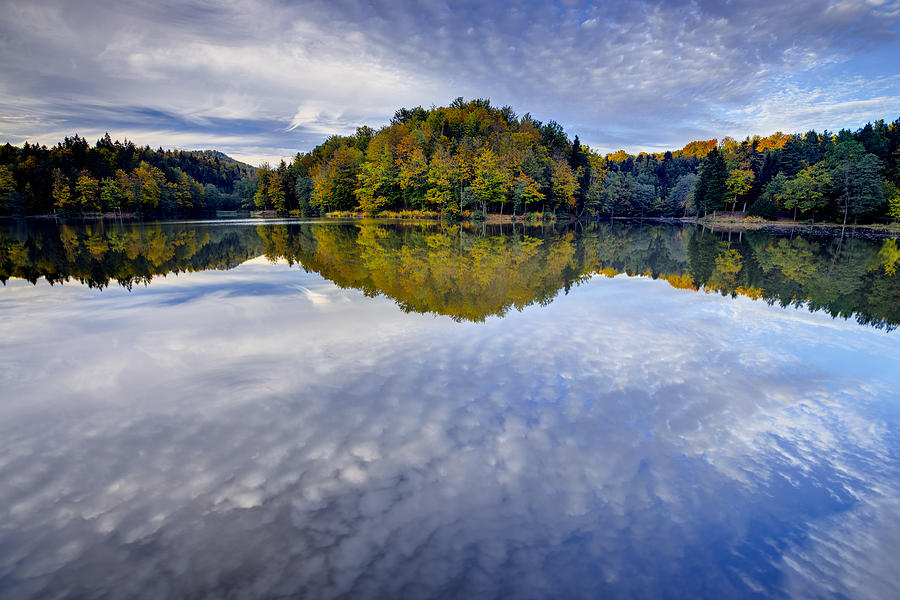 Trakoscan lake in autumn Photograph by Ivan Slosar