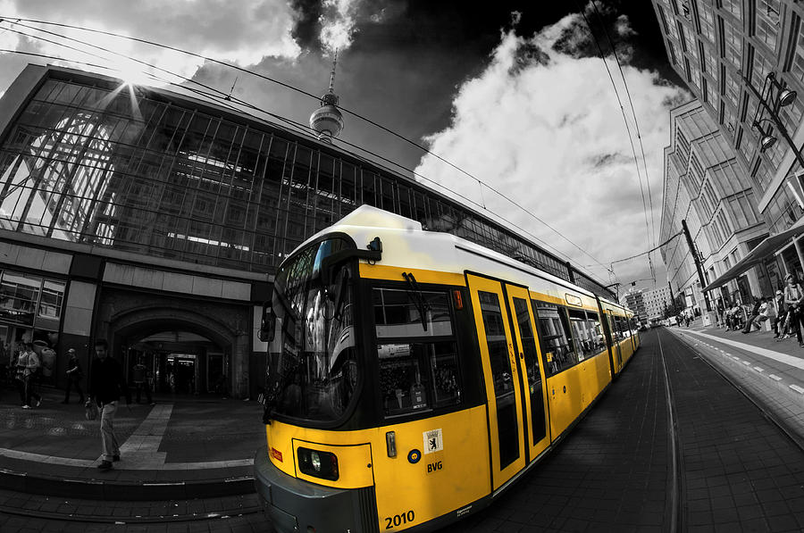 Tram and tower Digital Art by Nathan Wright