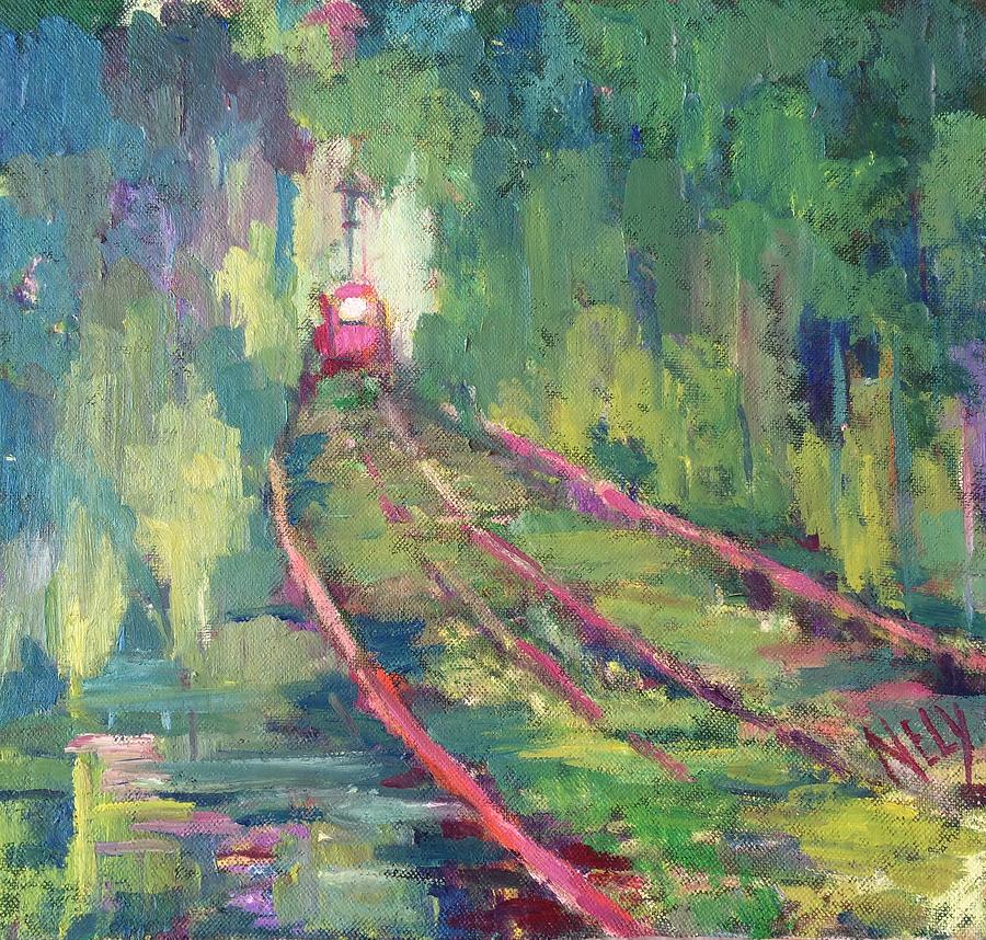 Pink Tram Painting by Nelya Pinchuk