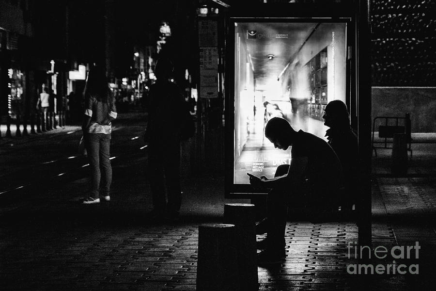 Tram station silhouettes Photograph by Jivko Nakev