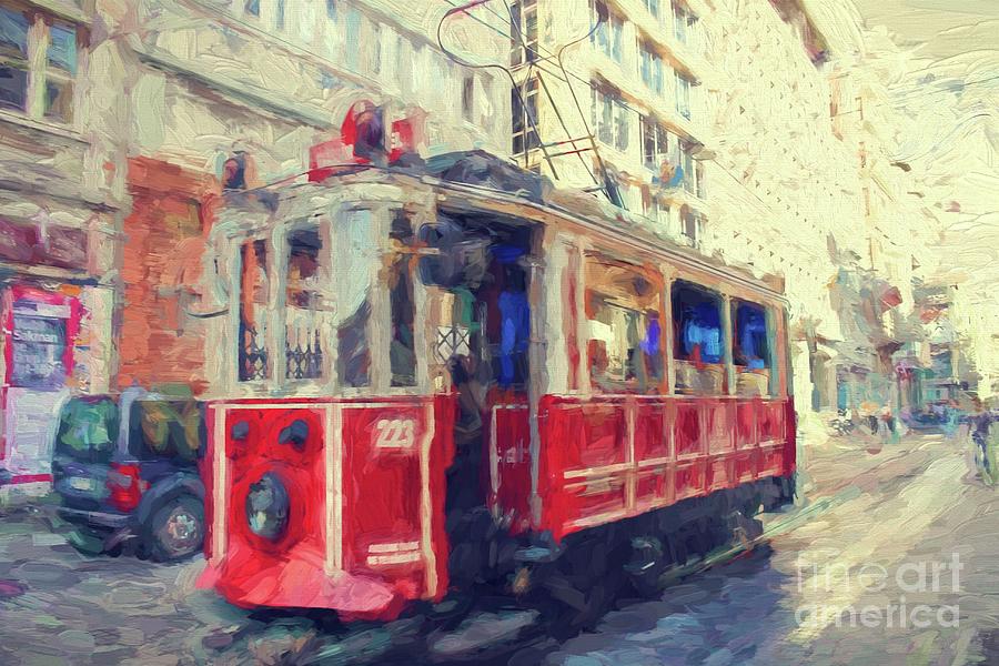 Tram  to Taksim in Istanbul Digital Art by Patricia Hofmeester