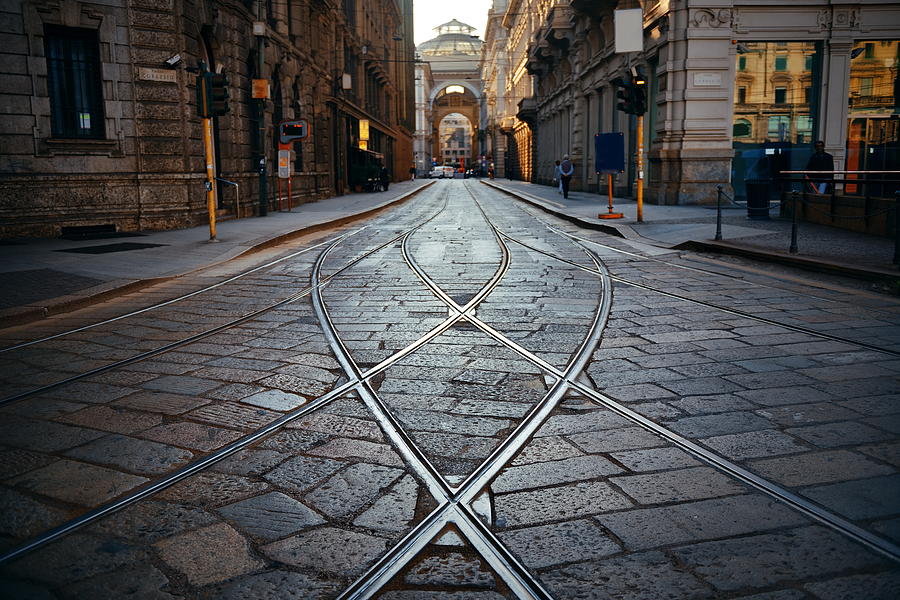 Tram track in Milan Street Photograph by Songquan Deng