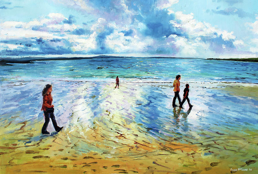 Tramore Beach Waterford Painting by Conor McGuire