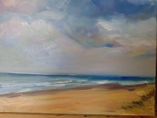 Tranquil Beach Painting by Lisa McKnett