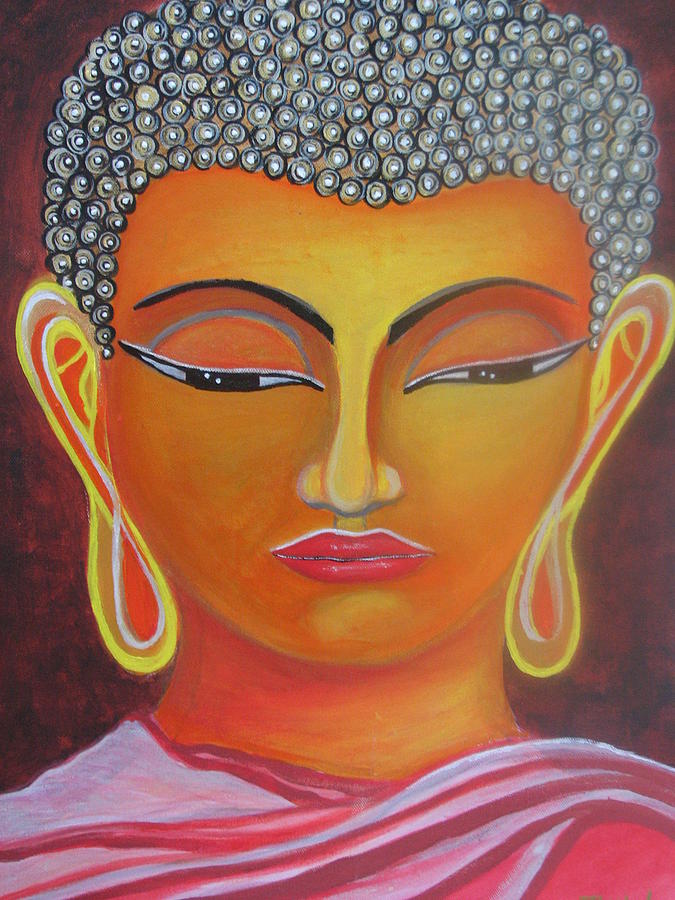 TRANQUIL AND HAPPY FINE ART PRINT BUDDHA PAINTING 