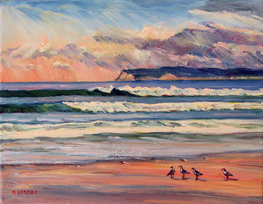 Sunset Painting - Tranquil Coronado Beach Sunset  by Robert Gerdes