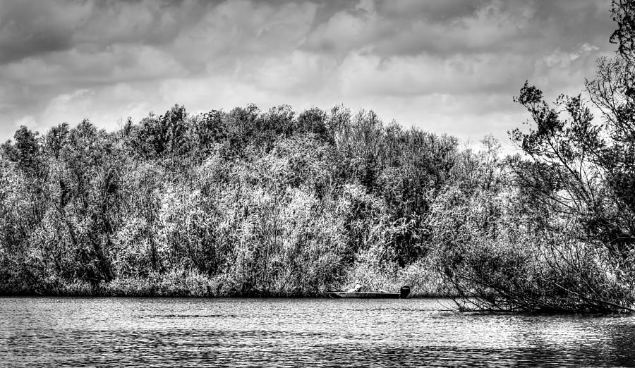 Tranquil Fishing Spot Black and White  Photograph by Debra Forand