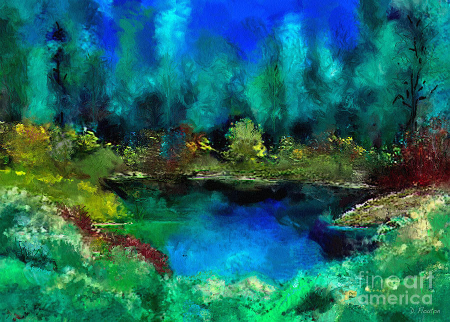 Tree Digital Art - Tranquil pond Abstract Realism by Dee Flouton