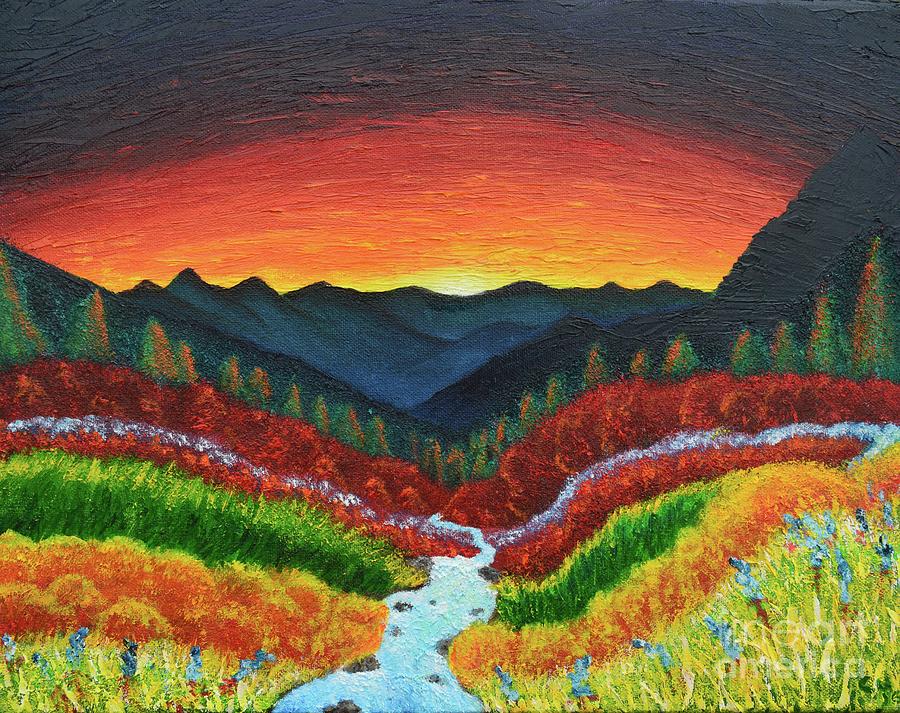 Tranquil Sunset Over Mountains Painting