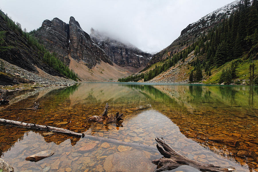 Banff National Park Photograph - Tranquil View of Lake Agnes by George Oze