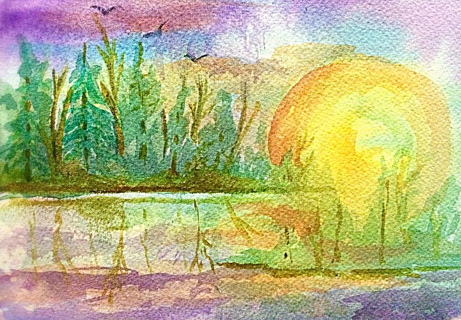 Tranquility at Sunrise  Painting by Ellen Levinson