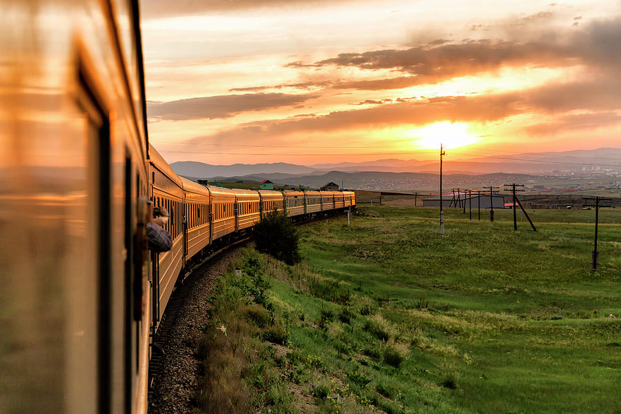 Trans-Siberian Train Sunset Photograph by Jose Luis Vilchez