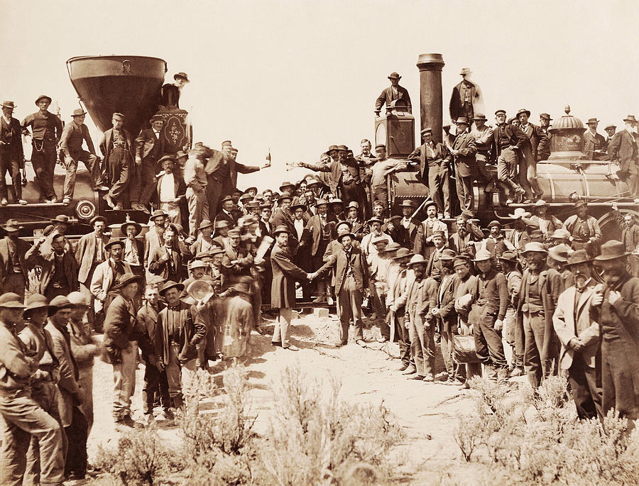 Transcontinental Railroad - Golden Spike Ceremony Photograph by War Is Hell Store