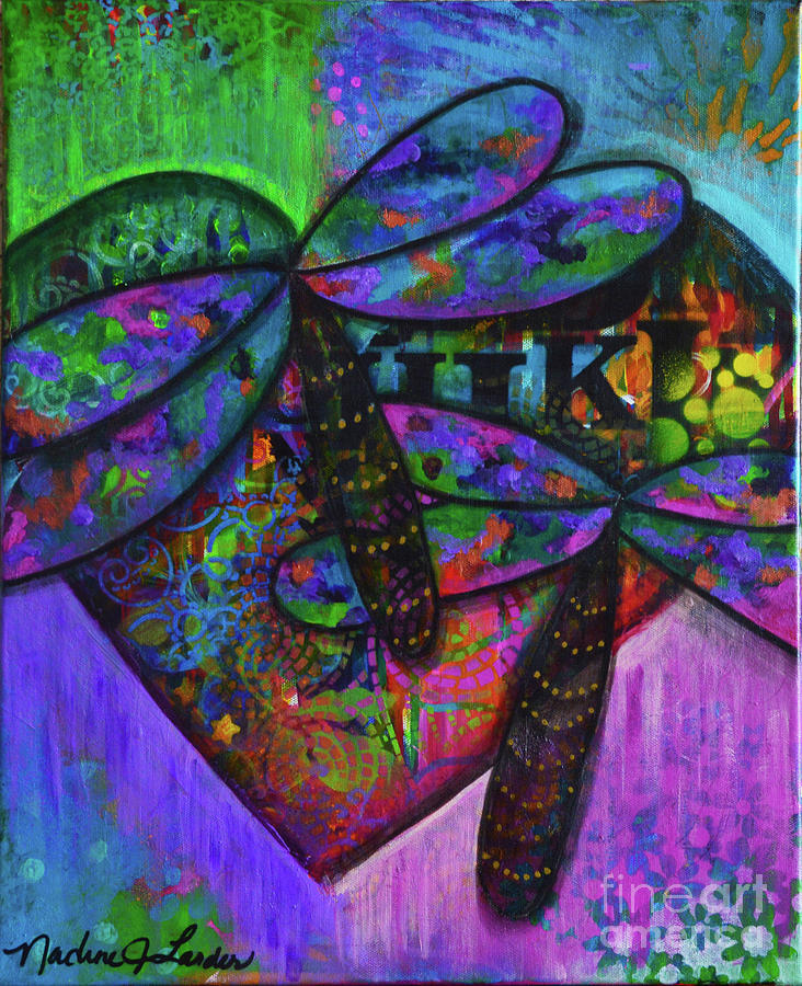 Dragonfly Painting - Transformation Happens by Nadine Larder Dragonfly Painting - Transformation Happens by Nadine Larder