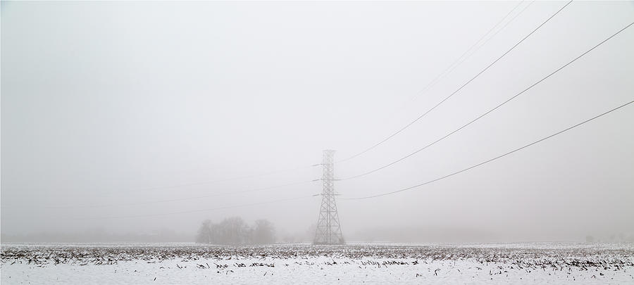 Transmission Tower in Winter Fog Photograph by Stephen Russell Shilling