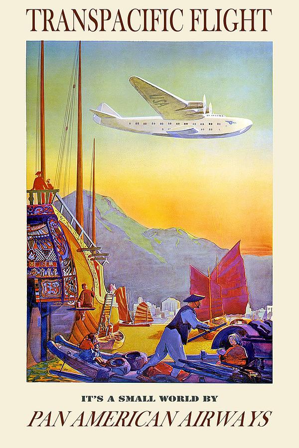 Transpacific Flight -  Pan American Airways - Vintage Advertising Poster Painting by Studio Grafiikka