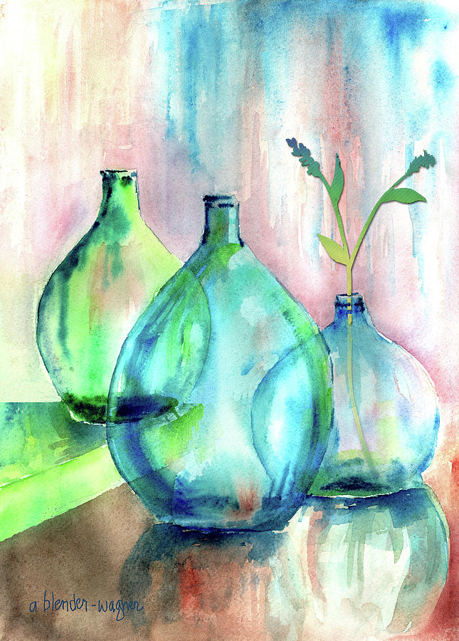 Transparent Bottles Mixed Media by Arline Wagner