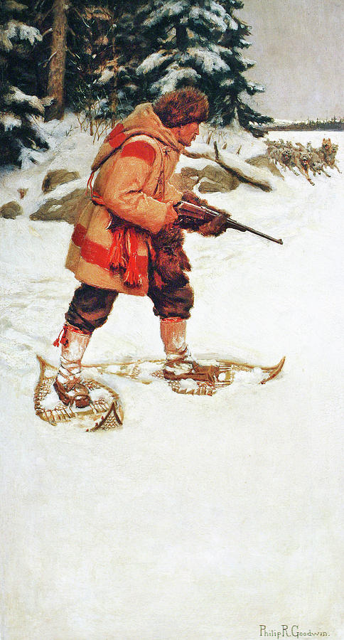 Trapper With Wolves Painting by Philip R Goodwin