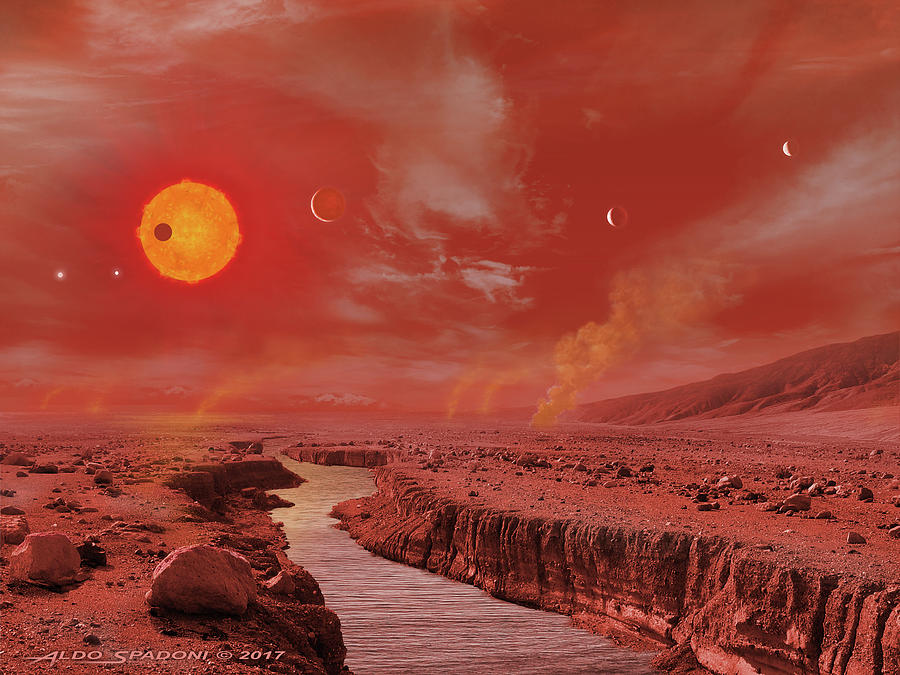 TRAPPIST-1 Planetary System, Surface View Digital Art By Aldo Spadoni ...