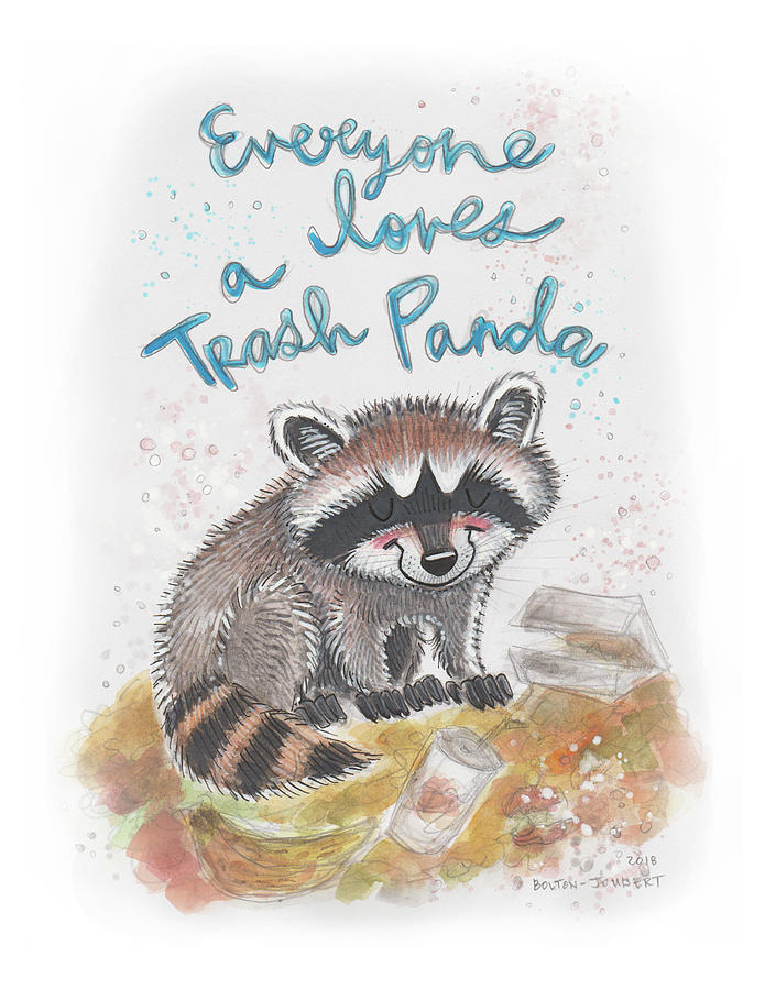 Nature Drawing - Trash Panda by Maria Bolton-Joubert