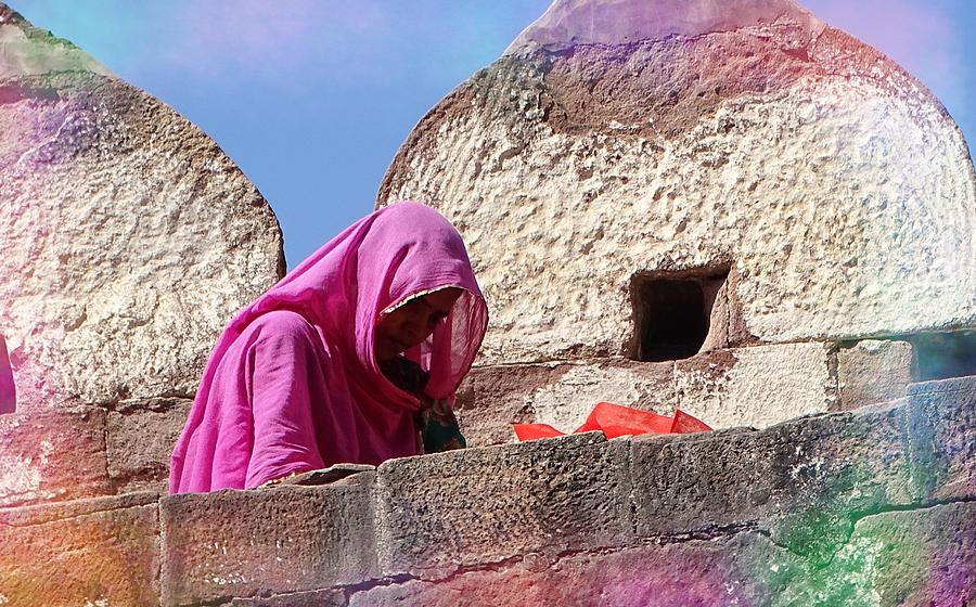 Travel Exotic Woman on Ramparts Mehrangarh Fort India Rajasthan 1b Photograph by Sue Jacobi