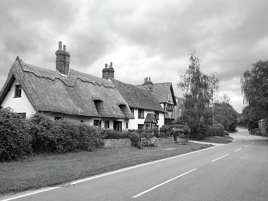Travellers Delight - English Country Road Black and White Photograph by Gill Billington