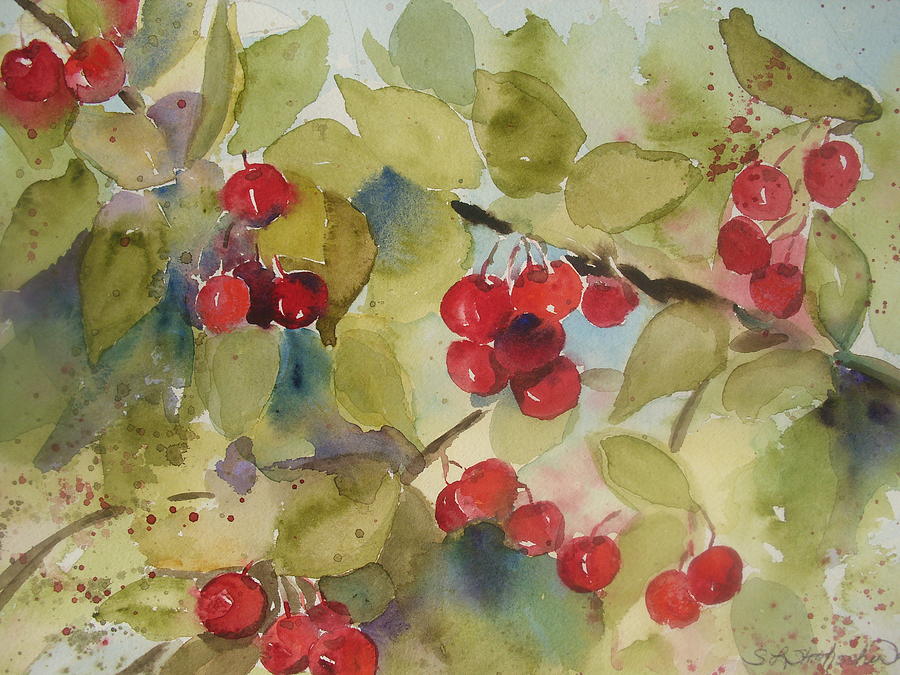 Traverse City Cherries Painting by Sandra Strohschein