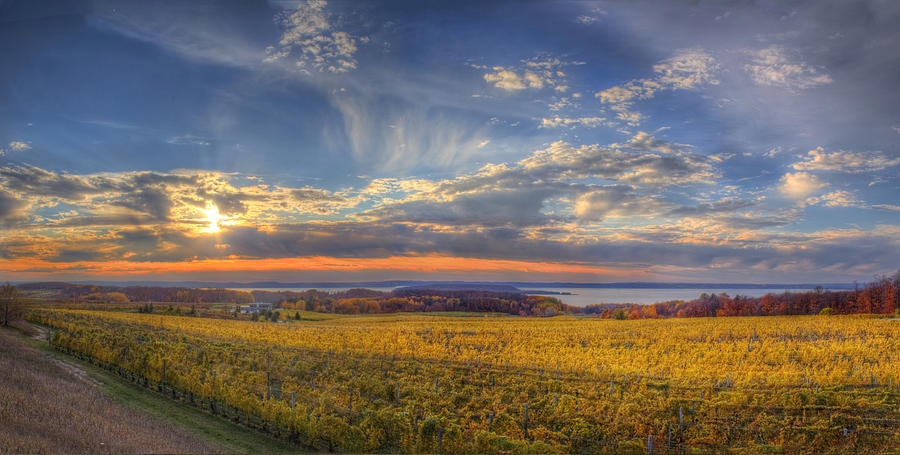 Wine Photograph - Traverse City from Old Mission at Sunset by Twenty Two North Photography