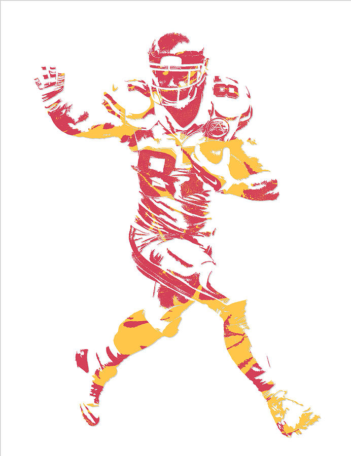 Travis Kelce KANSAS CITY CHIEFS PIXEL ART 6 Mixed Media by Joe Hamilton ...