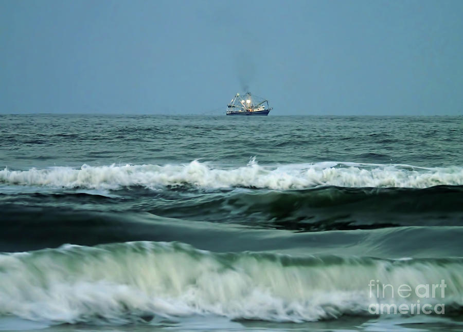 Trawler On The Horizon  Photograph by D Hackett