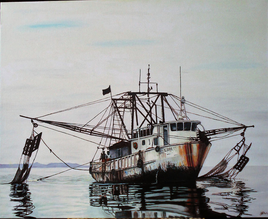 Trawler Reflections Painting By Jeffrey Phillips - Fine Art America