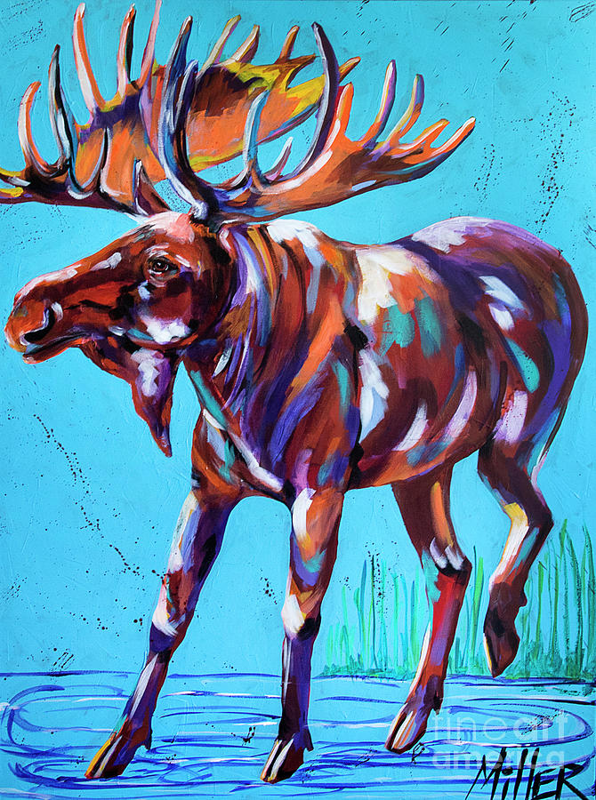 Moose Painting - Tread Lightly by Tracy Miller
