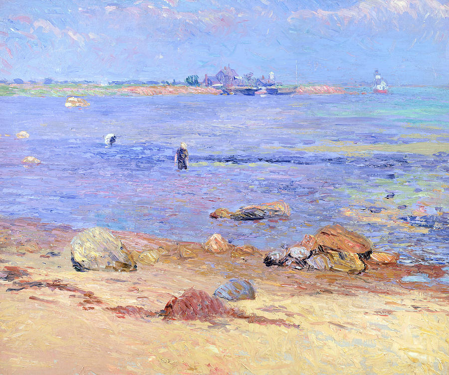 Beach Painting - Treading Clams at Wickford by William James Glackens