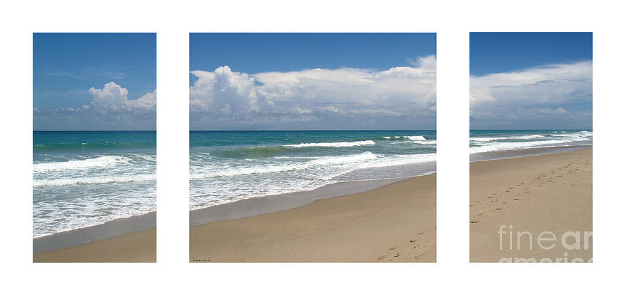 Treasure Coast Beach Florida Seascape C4 Triptych 1 Photograph by Ricardos Creations