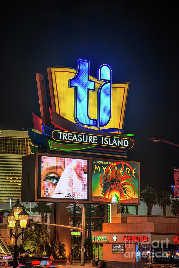 Treasure Island Sign at Night Photograph by Aloha Art