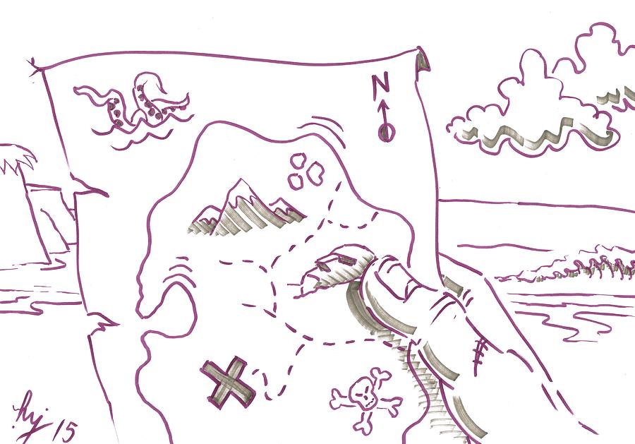 Treasure Map Cartoon - Where Did I Bury It Drawing by Mike Jory - Pixels