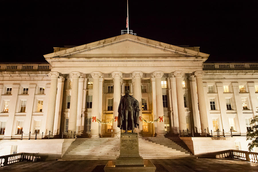 Treasury Department at Night Photograph by Erin Cadigan