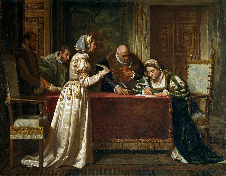 Treaty of Cambrai Painting by Francisco Jover y Casanova