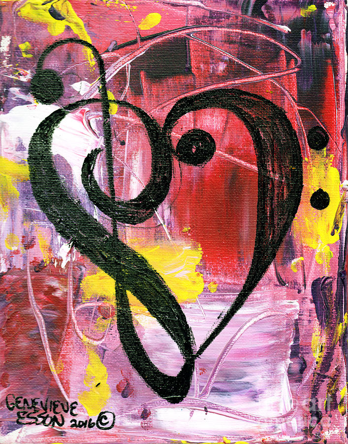 Treble Bass Heart Clef Painting by Genevieve Esson