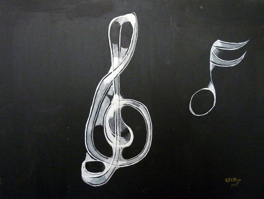 Music Painting - Treble Clef by Richard Le Page