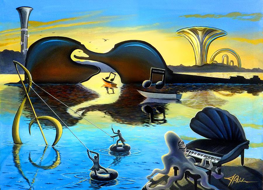 Music Painting - Treble In Paradise by James R Hahn Music Painting - Treble In Paradise by James R Hahn