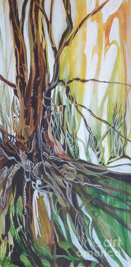Tree and Root Design Painting by Joan Clear